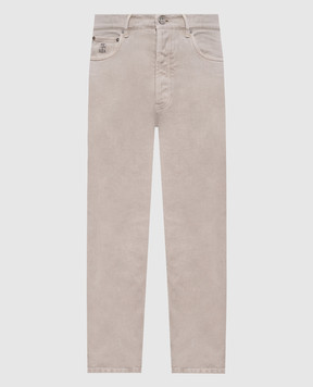 Brunello Cucinelli Grey jeans with logo patch M237PO1090