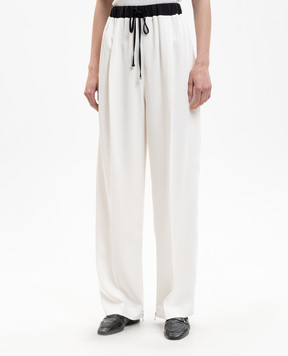 Kiton Ivory silk trousers D61105K0942H