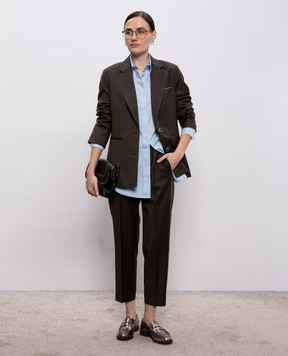 Peserico Brown wool jacket with monil chain A0120202584
