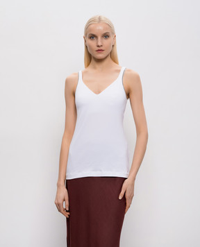 Brunello Cucinelli White T-shirt with a monil chain M0T18BA702