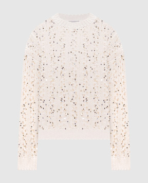 Peserico Beige openwork sweater with sequins A99071F039117B
