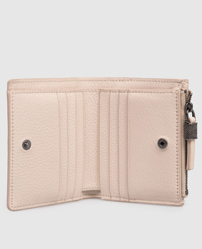 Brunello Cucinelli Beige leather wallet with logo print MWCAM2718