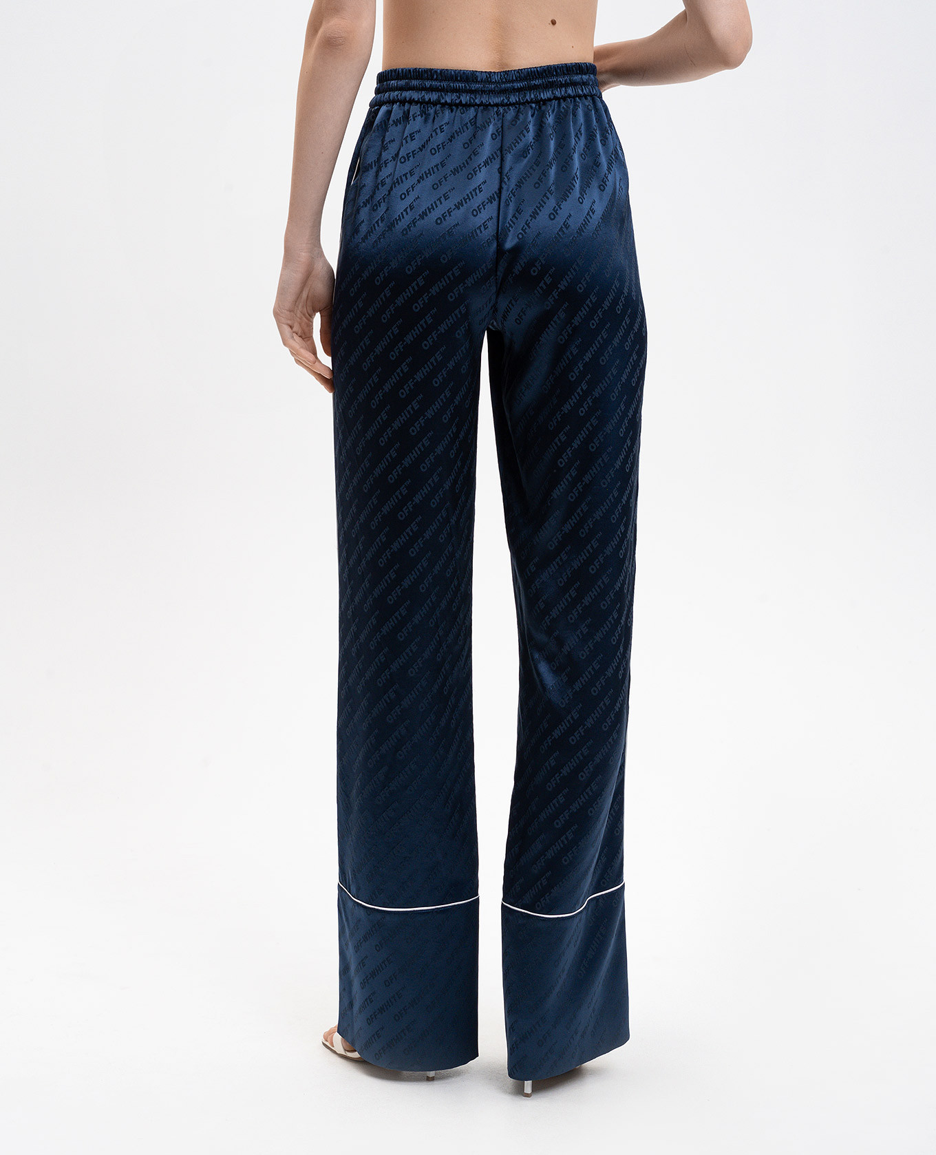 

Blue pajama-style pants with logo pattern Off-White