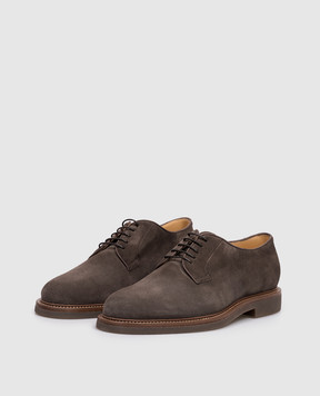 Brunello Cucinelli Brown suede derby shoes MZUSOLE651