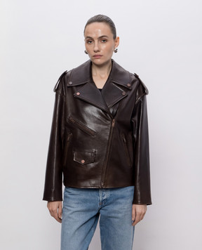Babe Pay Pls Brown leather jacket 2518TONE