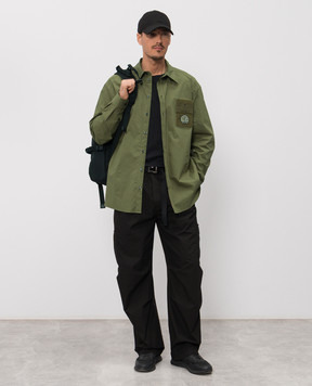 Dolce&Gabbana Khaki shirt with monogram logo patch G5OE4ZFUFN9