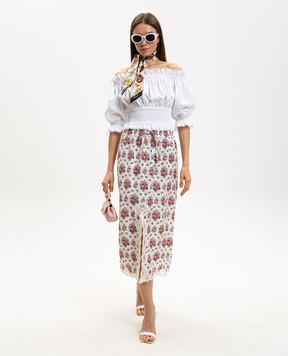 Dolce&Gabbana White silk skirt with lace print F4DBCTIS10G