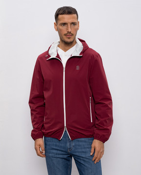 Brunello Cucinelli Burgundy windbreaker with embroidered emblem MM49A7440G