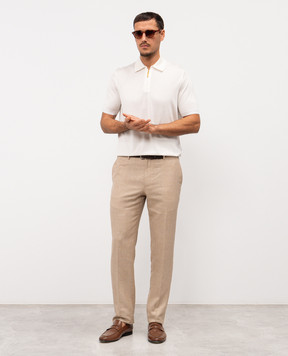 Stefano Ricci White silk polo shirt with embroidered monogram logo K616215P31F26101