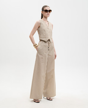 Max Mara Beige FAUNO striped vest with silk MXMFAUNO