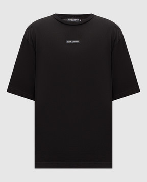 Dolce&Gabbana Black T-shirt with logo patch G8PN9TG7QNP