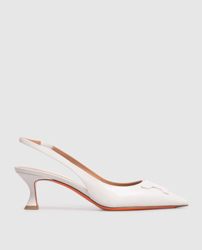 Santoni White leather slingbacks WDIS72099HA2NWLN
