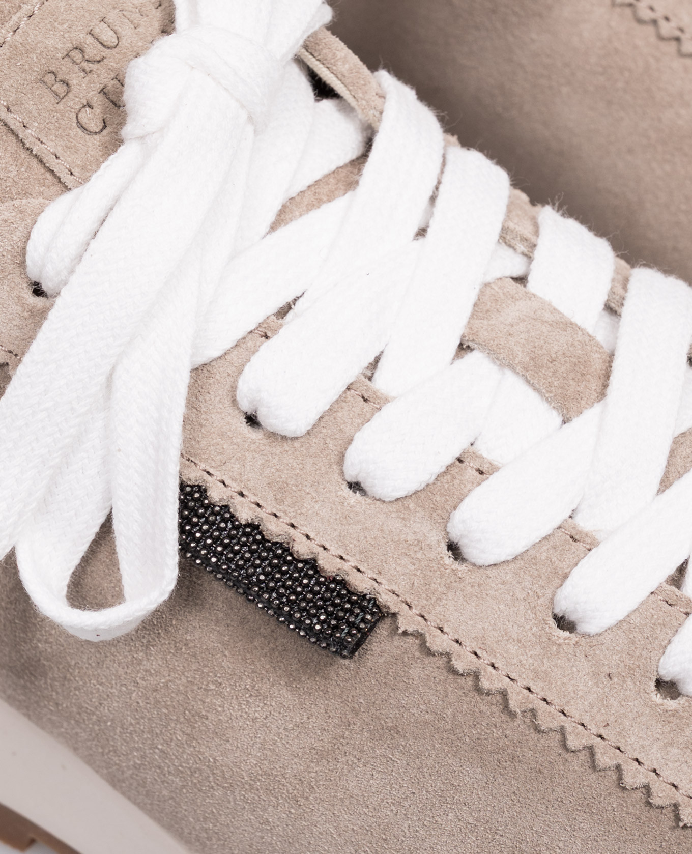 Beige suede sneakers with a monil chain Brunello Cucinelli 5