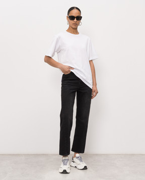 Dolce&Gabbana White straight-cut T-shirt with DG embroidery F8W64ZGDDYD