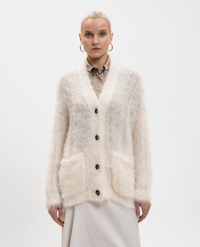 Brunello Cucinelli White wool and silk cardigan MLD346106
