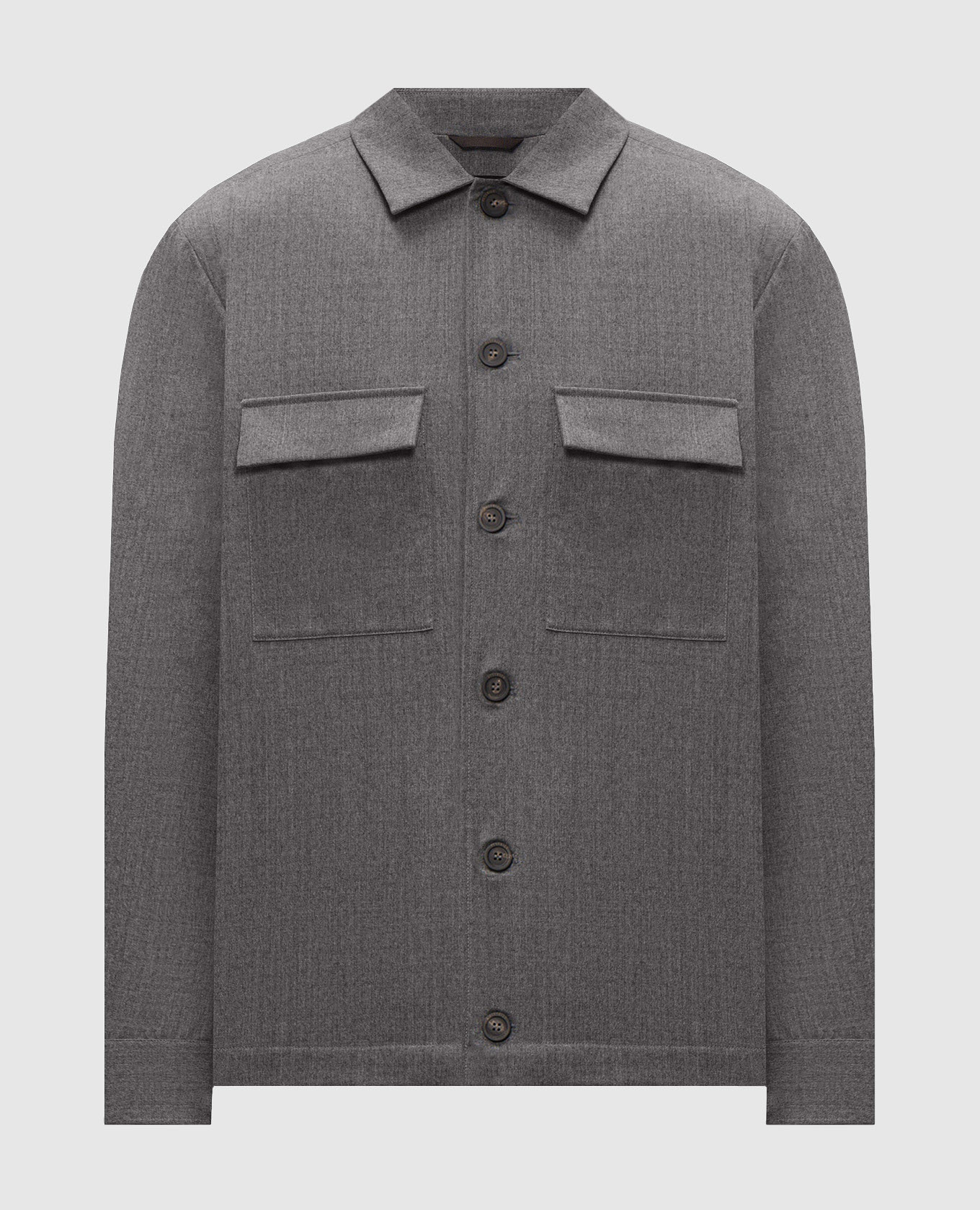 Grey wool shirt with logo patch