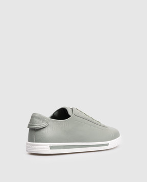 Stefano Ricci Green leather sneakers with monogram logo UV33G6662MR