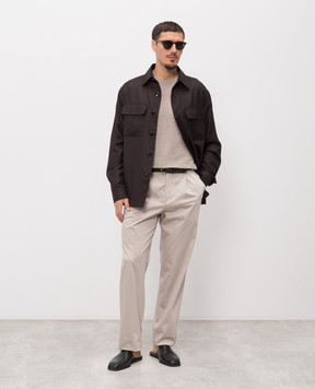 Agnona Brown cashmere and silk shirt jacket TS11U2YU7049