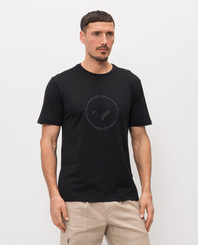 Stefano Ricci Black T-shirt with embroidered emblem MNH6105050DJ0011