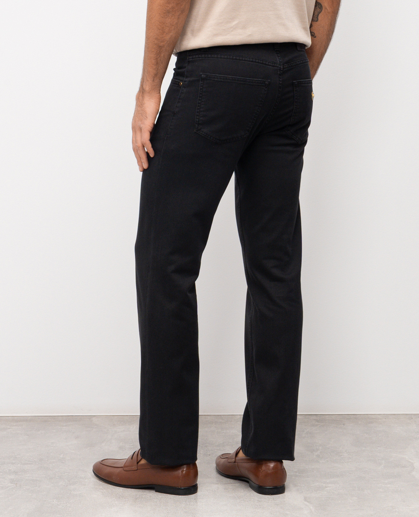 Black jeans with logo patch Stefano Ricci 4