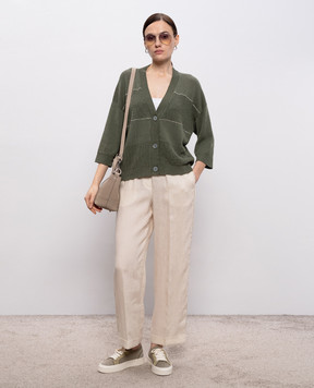 Peserico Green cardigan with linen S99140F0709056