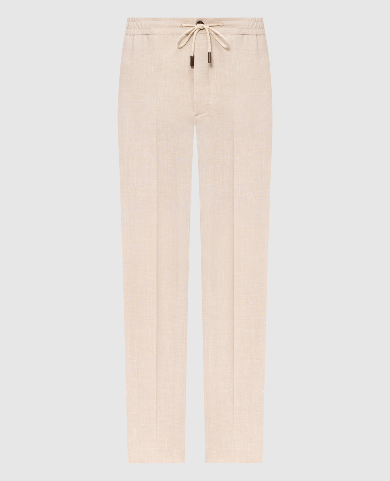 Beige wool, silk and linen pants