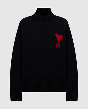 Ami Paris Ami de Coeur black wool sweater UKS839018