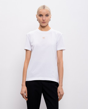 Dolce&Gabbana White T-shirt with DG embroidery F8V42ZGDDL7