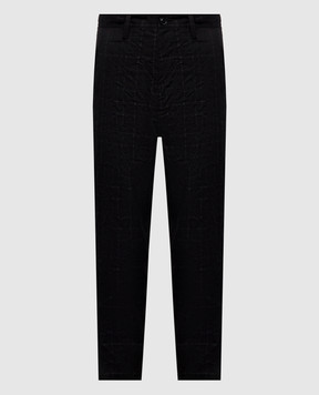 Y`S Yamamoto Black checked linen pants YKP11800