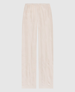 Toteme Beige silk trousers with monogram embroidery 263WRB0494FB0704