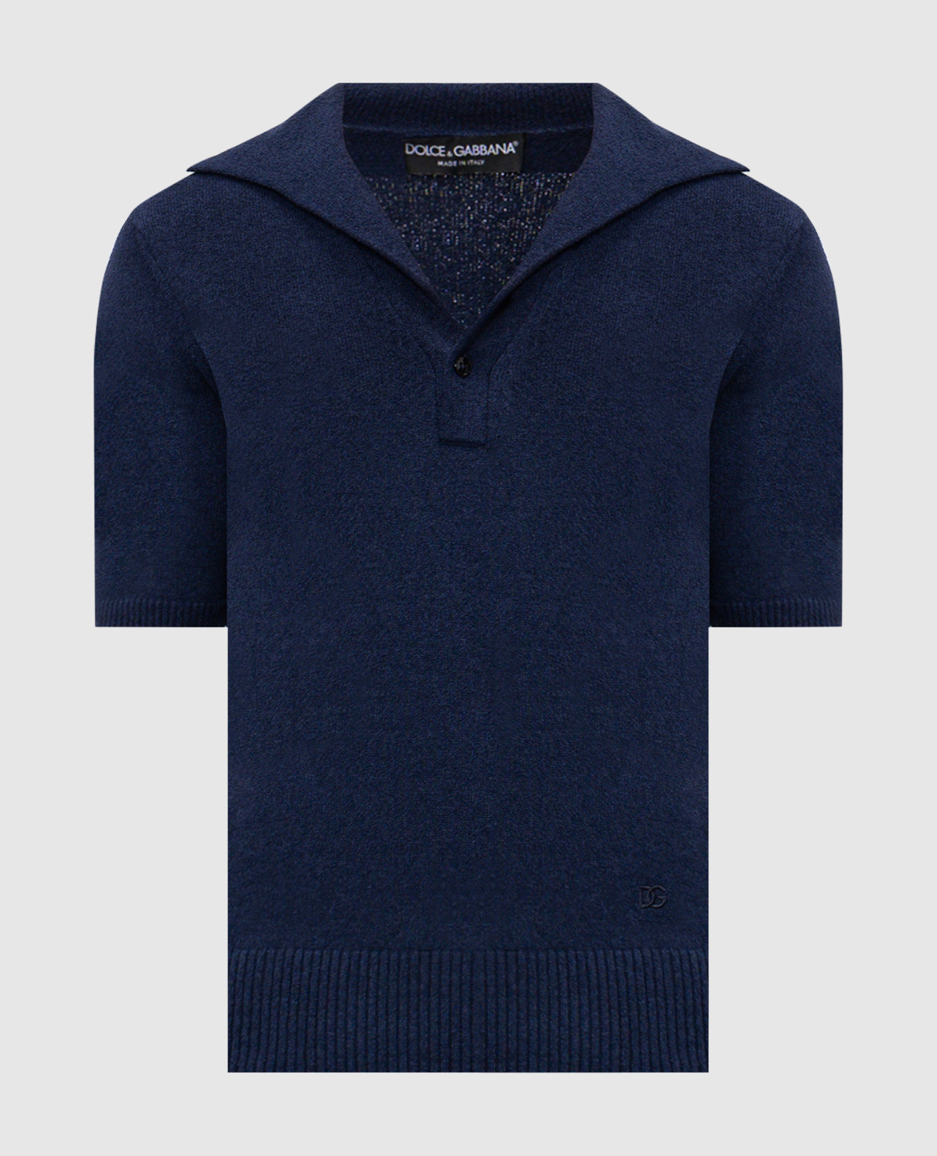 Blue polo shirt with monogram embroidery