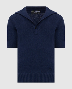 Dolce&Gabbana Blue polo shirt with monogram embroidery GXZBHZJGMGX