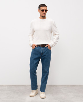Balmain White wool and linen jumper GH1KD000KI03