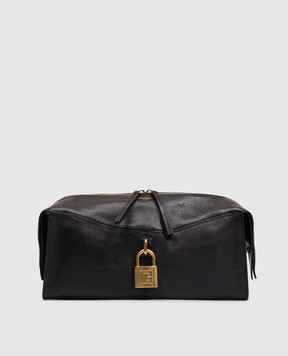 Balmain Black leather bag with lock GN1HH038LOLP