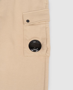 C.P. Company Kids' beige cargo joggers with logo patch CMP00ZLCA691014