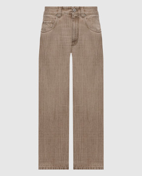 Brunello Cucinelli Beige jeans with logo patch MP95PP4008
