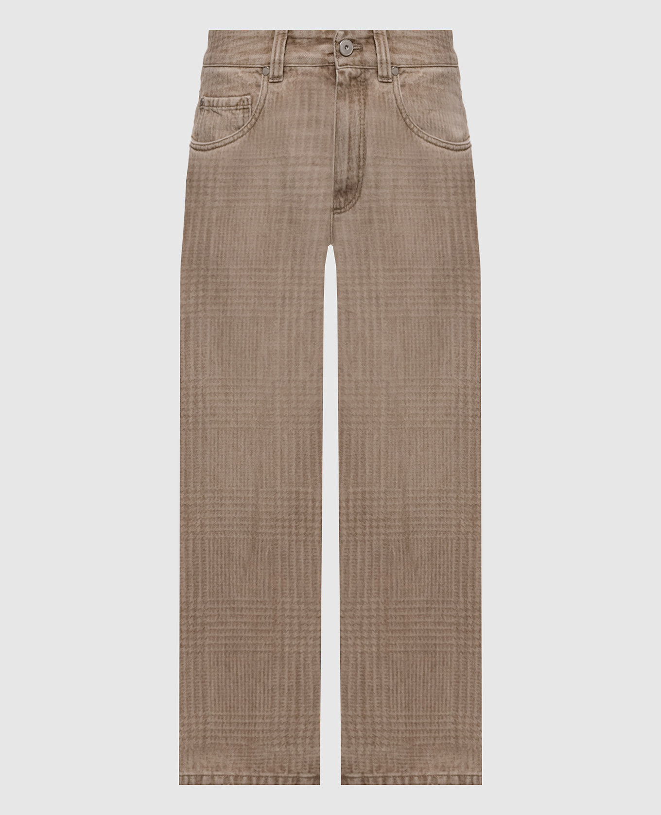 Beige jeans with logo patch