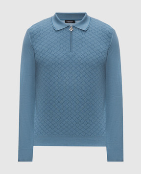 Stefano Ricci Blue cashmere and silk polo shirt K808114P30F26379
