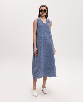 Sofie D`Hoore Doras blue dress with linen DORASLION
