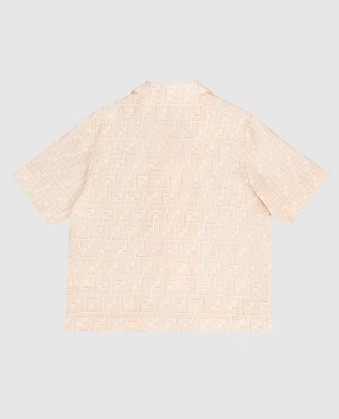 Children's beige linen shirt with monogram print Fendi 2