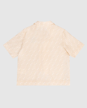 Fendi Children's beige linen shirt with monogram print JUC109AY8C812+