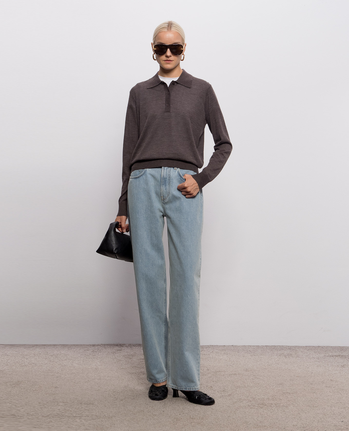 MILES brown cashmere polo shirt Loulou de Saison 2