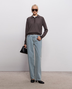 Loulou de Saison MILES brown cashmere polo shirt MILES