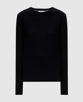 Loulou de Saison Black long sleeve ORTIGIA with ribbed wool ORTIGIALDS