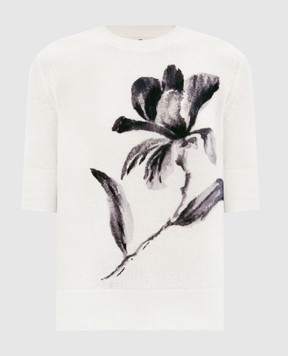 Ermanno Scervino White cashmere top with floral print D485L360STFWI