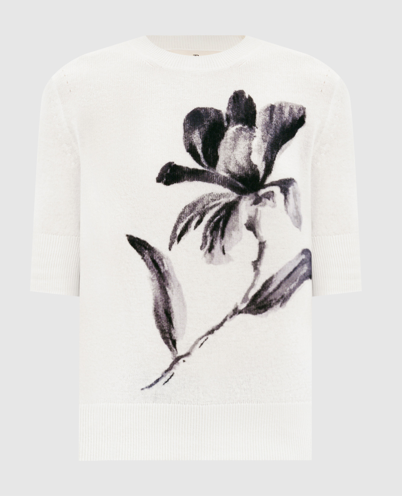 

White cashmere top with floral print Ermanno Scervino