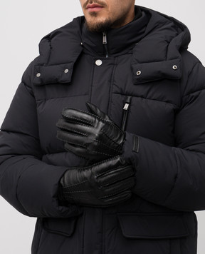 Trussardi Black leather gloves with emblem E302X000003NMG001L40