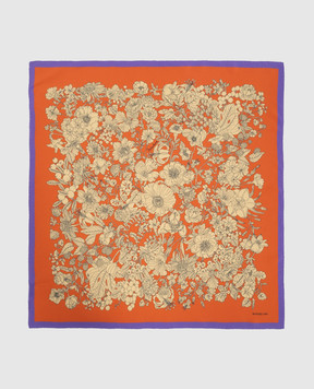 MANTERO 1902 Orange silk scarf with floral print 0909F0023G63167
