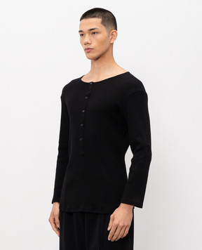 Ann Demeulemeester Black long sleeve ILYAS Serafino ribbed shirt B0013820FA659