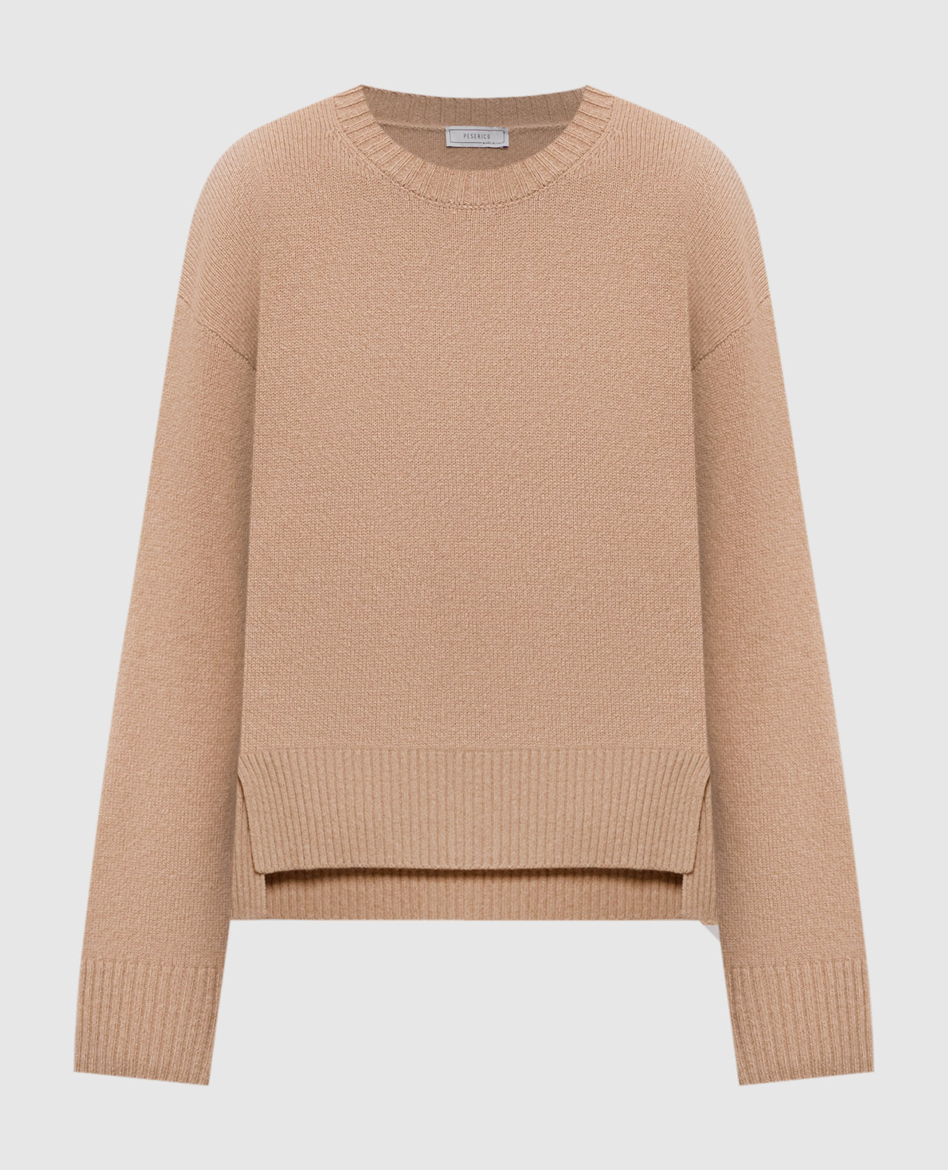 Beige wool, silk and cashmere sweater with monil chain